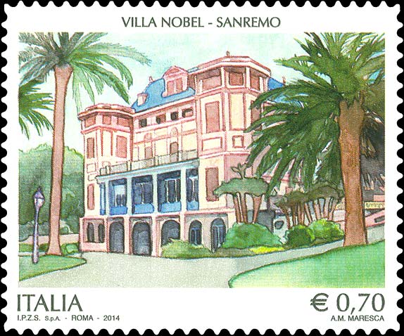 Francobollo Villa Nobel, Sanremo -  2014