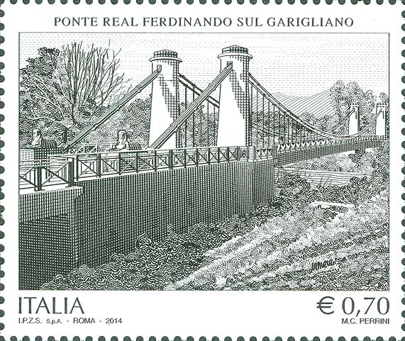 Francobollo Ponte Real Ferdinando sul Garigliano -  2014