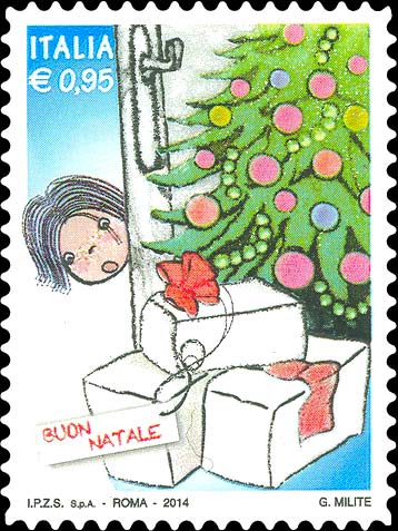 Francobollo Albero e Regali di Natale -  2014