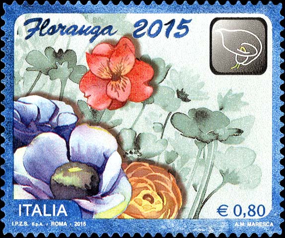Francobollo Fiori e Logo di Floranga 2015 -  2015