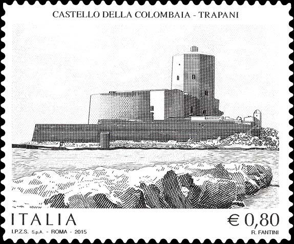 Francobollo Castello della Colombaia, Trapani -  2015
