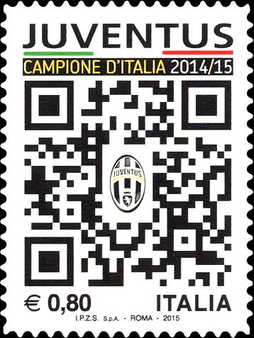 Francobollo Stemma della Juventus e QR-Code -  2015