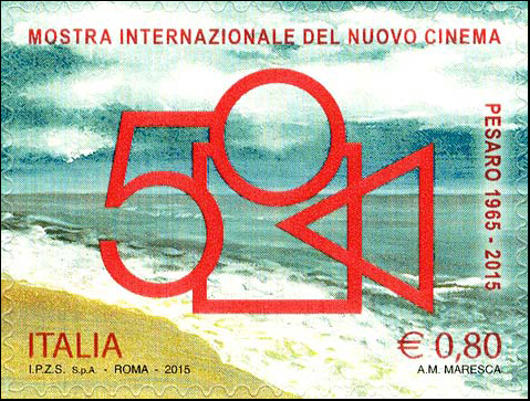 Francobollo Logo della Mostra Internazionale del Nuovo Cinema di Pesaro -  2015