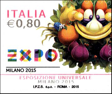 Francobollo Logo e Mascotte di Expo Milano 2015 -  2015