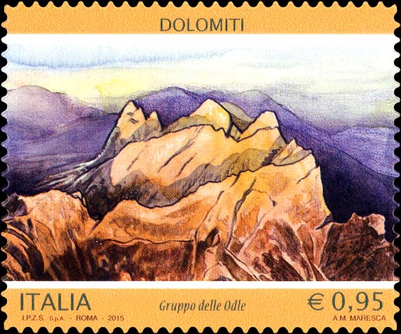 Francobollo Gruppo delle Odle, Dolomiti -  2015
