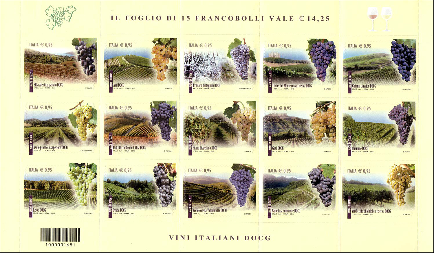 Francobollo Vini Italiani DOCG -  2015