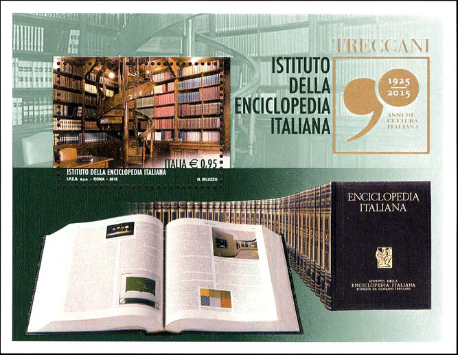 Francobollo Istituto della Enciclopedia Italiana (Blocco Foglietto) -  2015