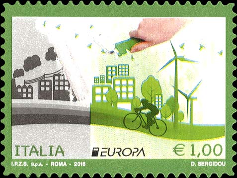 Francobollo Città Inquinata e Città Pulita -  2016