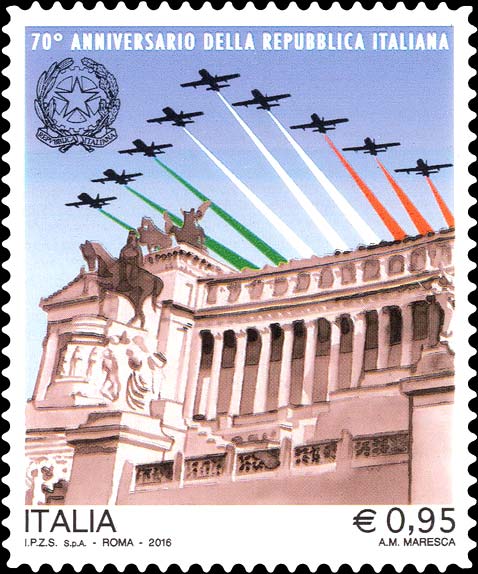 Francobollo Altare della Patria e Frecce Tricolori -  2016