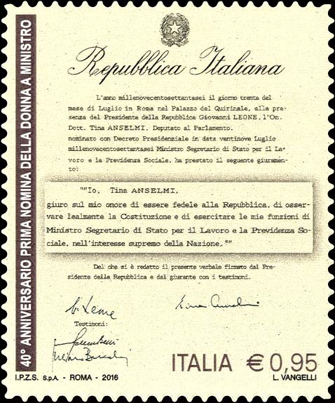 Francobollo 40° Anniversario del Primo Ministro Donna -  2016