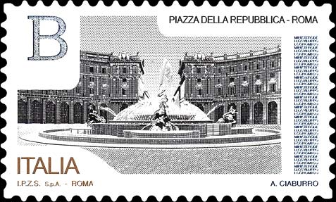 Francobollo Piazza della Repubblica, Roma -  2016