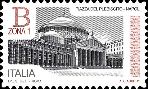 Francobollo Piazza del Plebiscito, Napoli -  2016