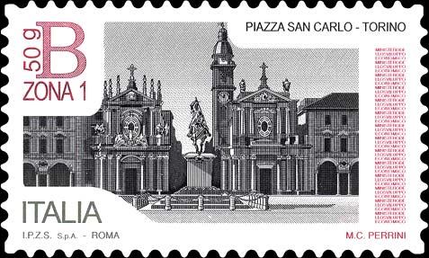 Francobollo Piazza San Carlo, Torino -  2016