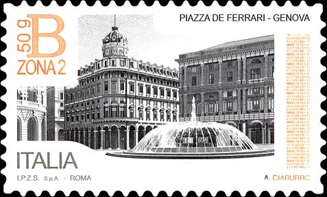 Francobollo Piazza de Ferrari, Genova -  2016