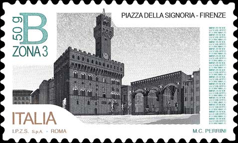 Francobollo Piazza della Signoria, Firenze -  2016