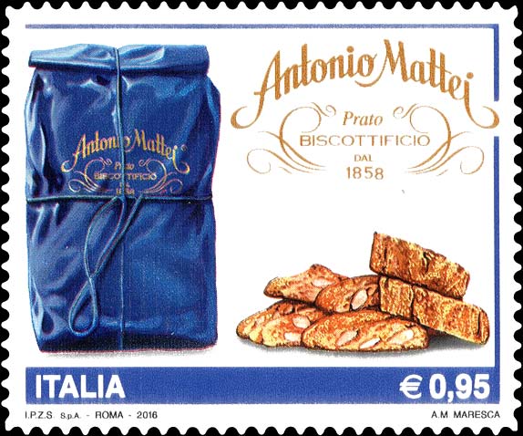Francobollo Sacchetto Blu del Biscottificio Antonio Mattei -  2016