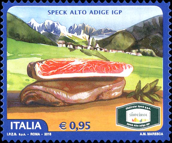 Francobollo Dolomiti e Speck -  2016