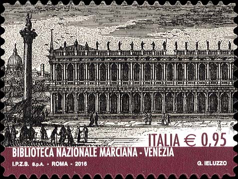 Francobollo Libreria Pubblica nella Piazzetta di San Marco, Opera di F. Zucchi -  2016