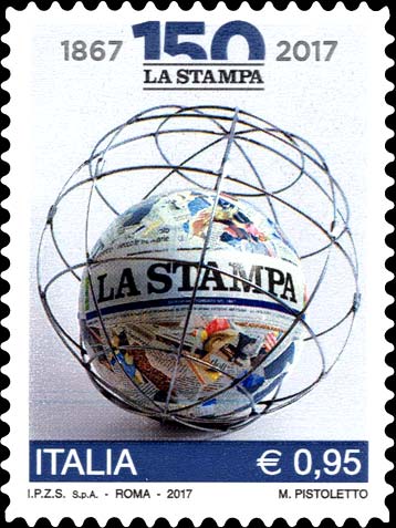 Francobollo Globo e Ritagli di Quotidiano -  2017