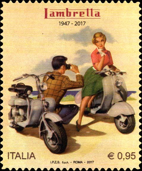 Francobollo Manifesto Pubblicitario della Lambretta -  2017