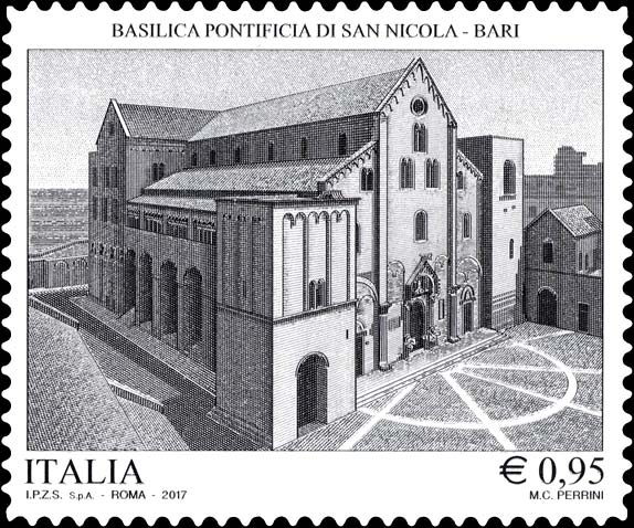 Francobollo Basilica Pontificia di San Nicola, Bari -  2017