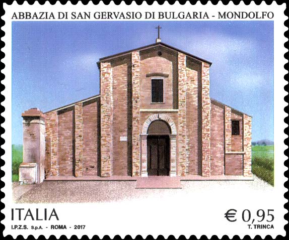 Francobollo Abbazia di San Gervasio di Bulgaria - Mondolfo -  2017