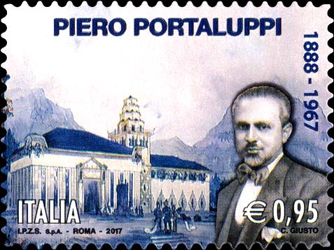 Francobollo Piero Portaluppi e Centrale Idroelettrica di Crevoladossola -  2017