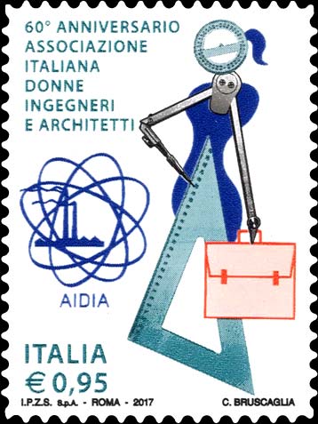 Francobollo Sagoma di Donna Composta da Strumenti di Lavoro -  2017