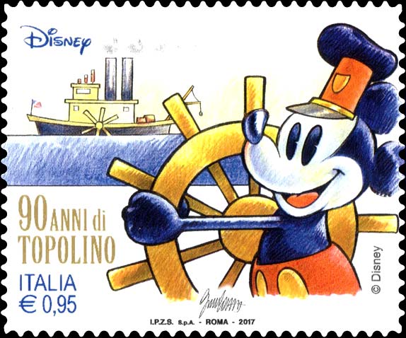 Francobollo Topolino alla Guida di un Vaporetto -  2017