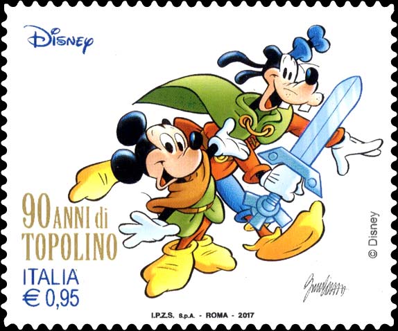 Francobollo Topolino e Pippo in Versione Fantasy -  2017