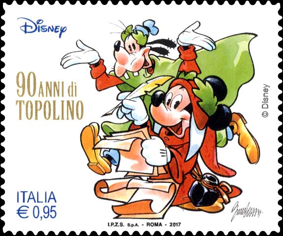 Francobollo Topolino e Pippo nei Panni di Dante e Virgilio (Fogli da 28) -  2017