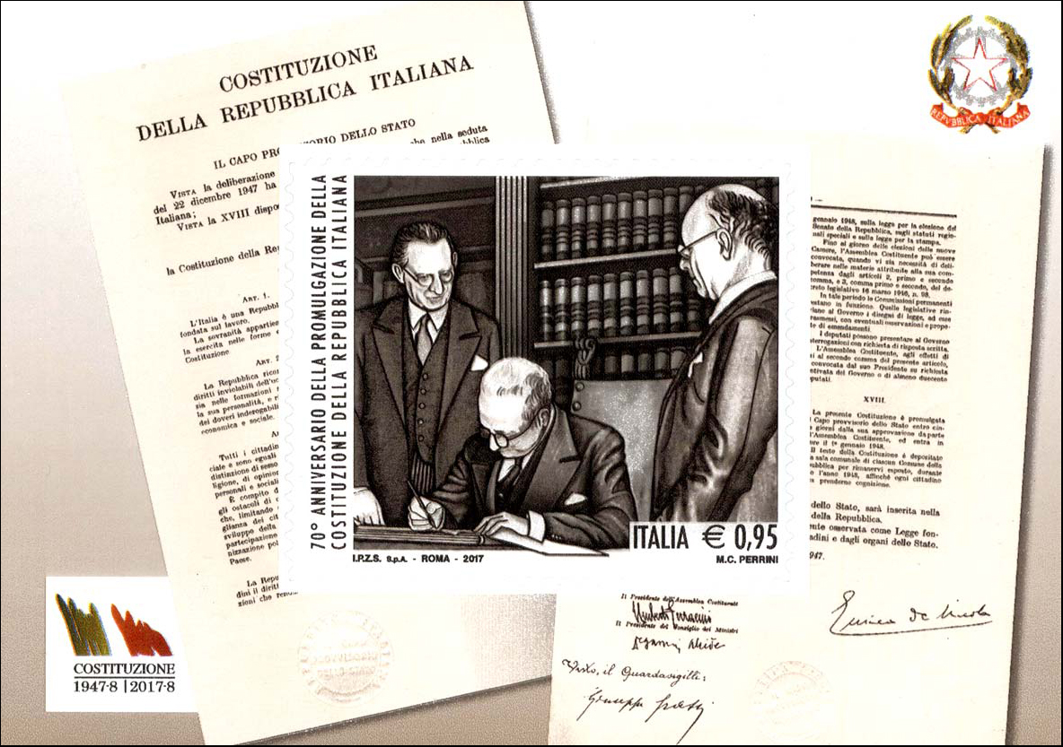 Francobollo Firma della Costituzione (Blocco Foglietto) -  2017