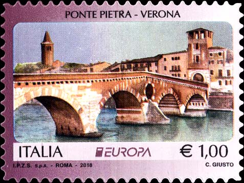 Francobollo Ponte Pietra - Verona -  2018
