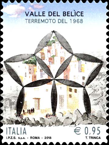 Francobollo Stella d'Ingresso al Belice, Opera di Pietro Consagra -  2018