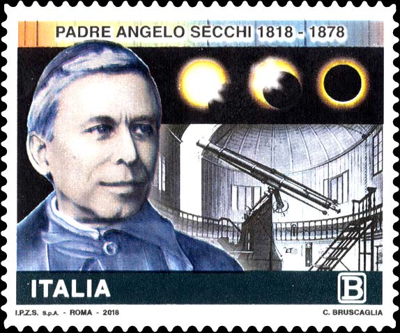 Francobollo Padre Angelo Secchi e Telescopio -  2018