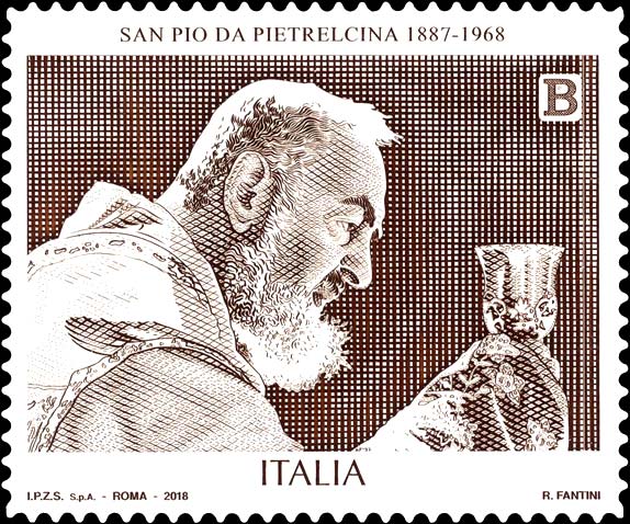 Francobollo Ritratto di San Pio da Pietrelcina -  2018