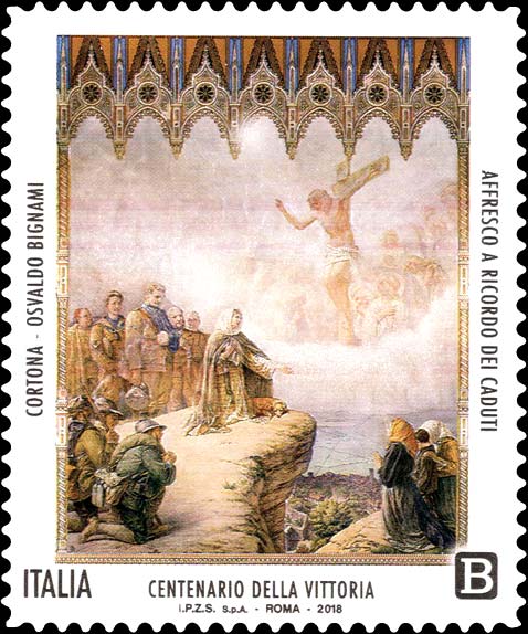 Francobollo Affresco a Ricordo dei Caduti, Opera di Osvaldo Bignami -  2018