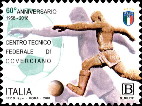 Francobollo Il Calciatore, Scultura di M. Moschi -  2018