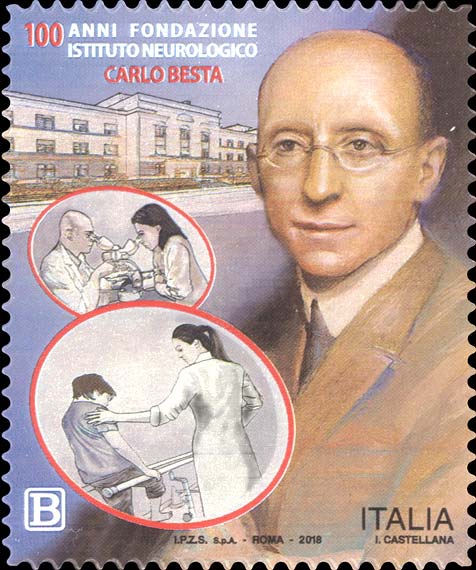 Francobollo Ritratto di Carlo Besta e Istituto Neurologico -  2018