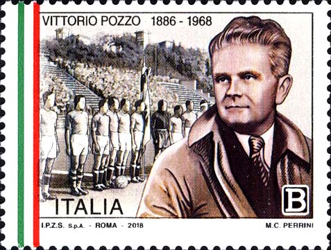 Francobollo Ritratto di Vittorio Pozzo e Nazionale Italiana di Calcio degli Anni '30 -  2018