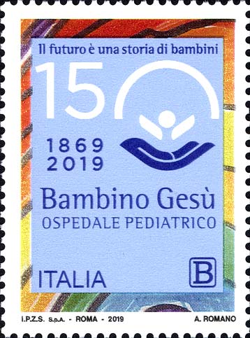 Francobollo Logo del 150° Anniversario della Fondazione dell'Ospedale Pediatrico Bambino Gesù -  2019