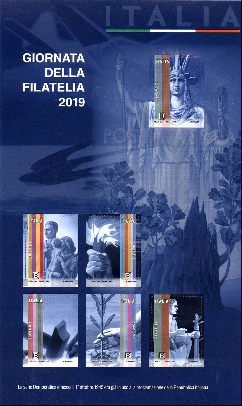 Francobollo Italia Turrita e Soggetti della Serie Democratica -  2019