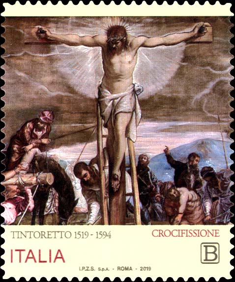 Francobollo Crocifissione, Opera del Tintoretto -  2019