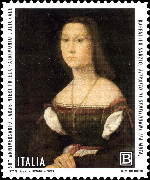 Francobollo Ritratto di Gentildonna, Opera di Raffaello Sanzio -  2019