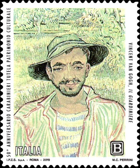 Francobollo Il giardiniere, Opera di Van Gogh -  2019