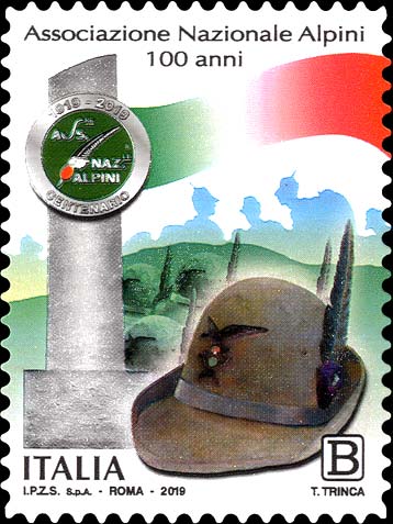 Francobollo Cappello del Corpo degli Alpini, Colonna Mozza -  2019