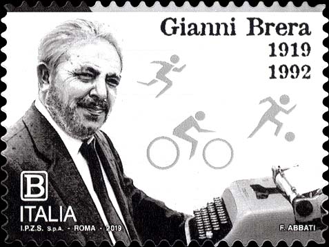 Francobollo Ritratto di Gianni Brera e Macchina da Scrivere -  2019