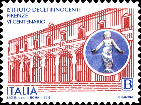 Francobollo Facciata dell'Istituto degli Innocenti e Putto in Terracotta -  2019