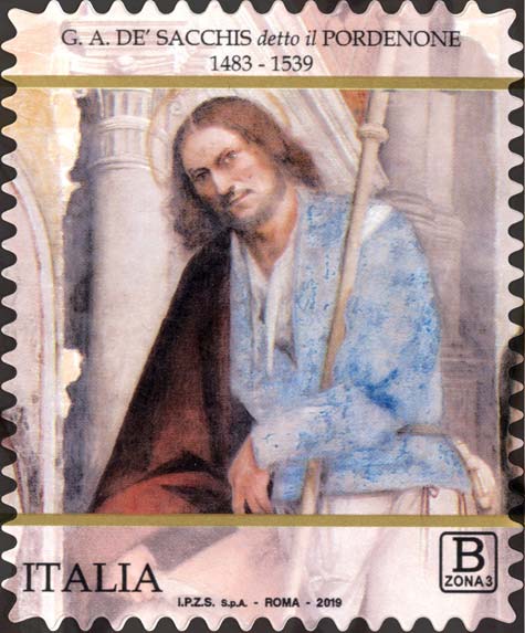 Francobollo Particolare dell’Affresco “San Rocco e Sant’Erasmo”, Duomo di Pordenone -  2019