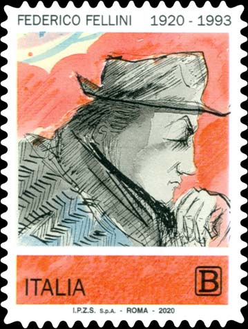 Francobollo Autoritratto di Federico Fellini -  2020
